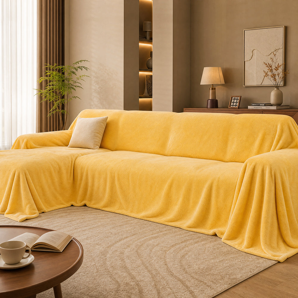 Skin-Friendly Plain Universal Size for Family Sofa Towels Flannel Fleece Fabric - Image 1