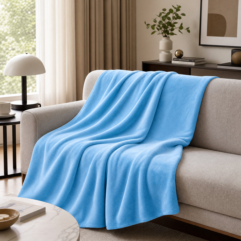 Trendy Solid Color Multi-Material and Weight for Modern Home Blankets Fleece Fabric - Image 3