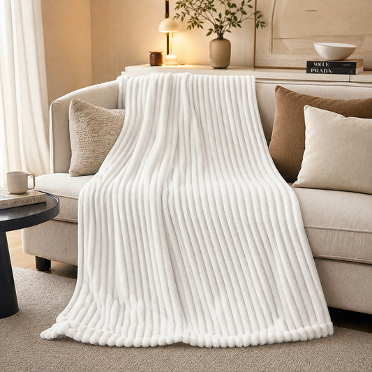 In-Stock Solid Color Ready to Ship for Bedding Blankets Striped Winter Velvet Fabric - Image 1