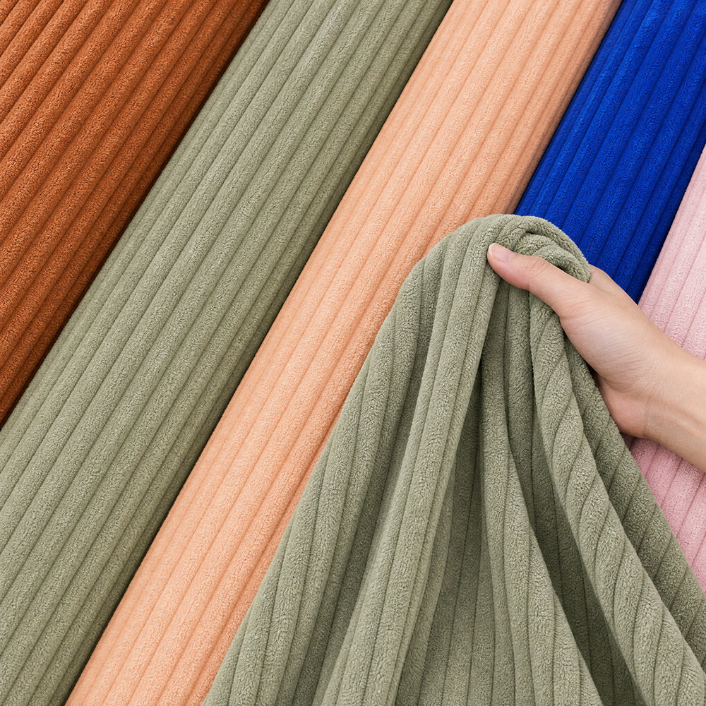 In-Stock Solid Color Ready to Ship for Bedding Blankets Striped Winter Velvet Fabric - Image 2