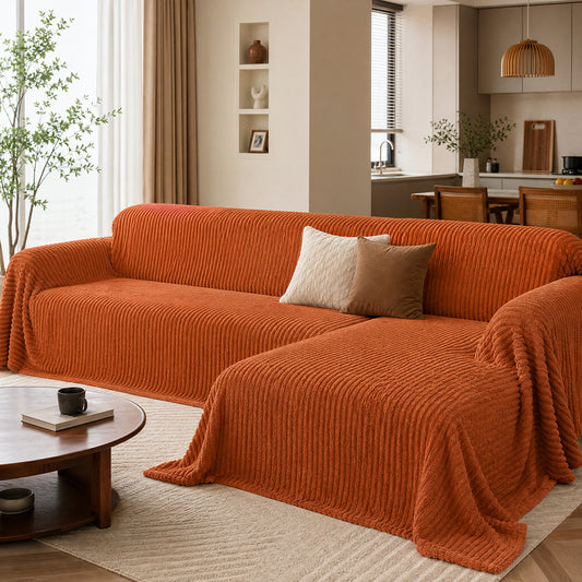 Factory Direct Bulk Sale for Sofa Protective Covers Solid Ribbed Flannel Fabric - Image 1