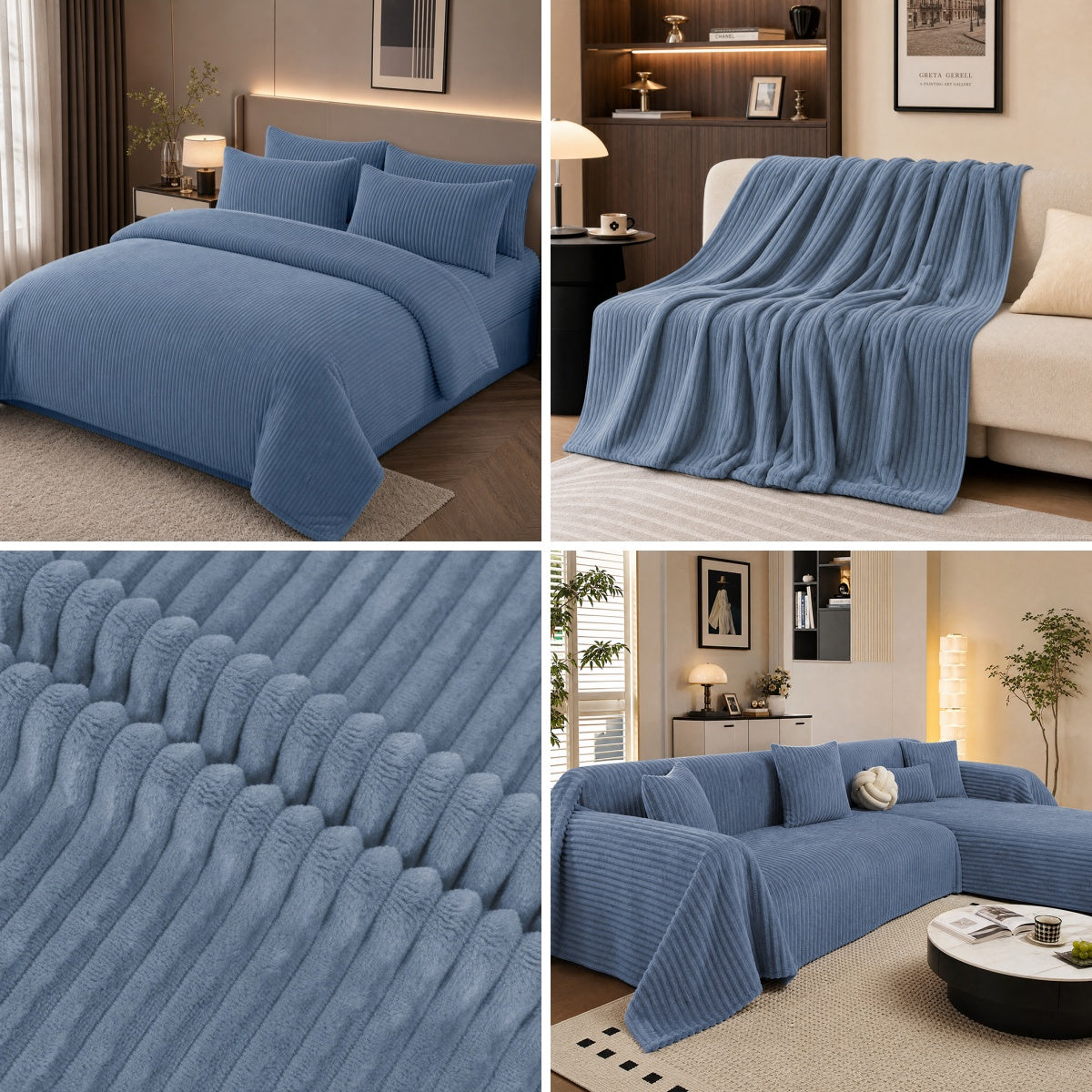 Versatile Solid Color Material Widely Used for Bed Sheet and Blanket Striped Flannel Fabric - Image 1