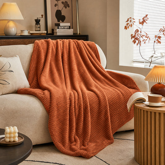 All-Weather Solid Striped Material for Lightweight Air Conditioning Blankets Coral Flannel Fabric - Image 1