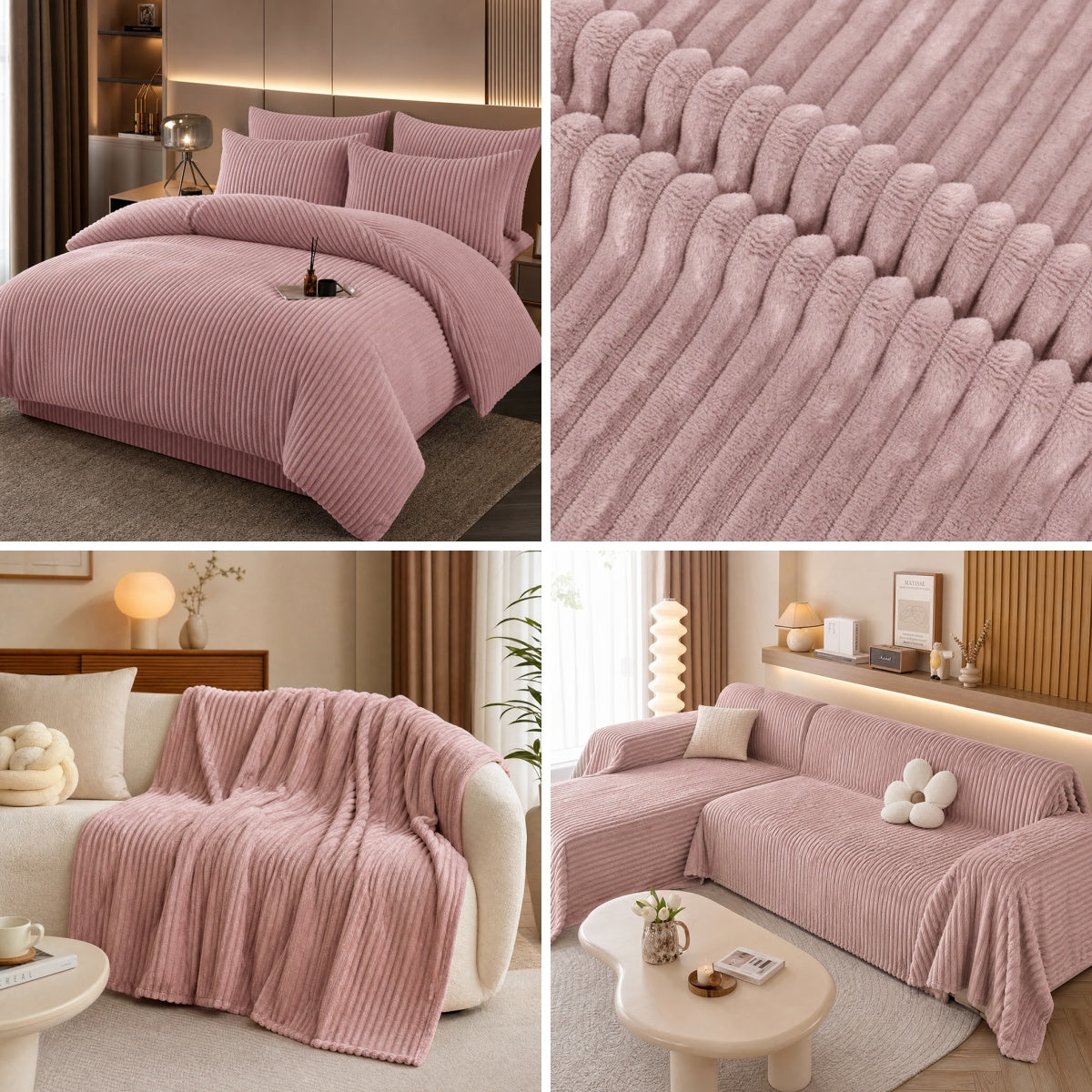 Heavyweight Great for Thick Cozy Bedcovers and Mats Channel Ribbed Flannel Fabric - Image 1