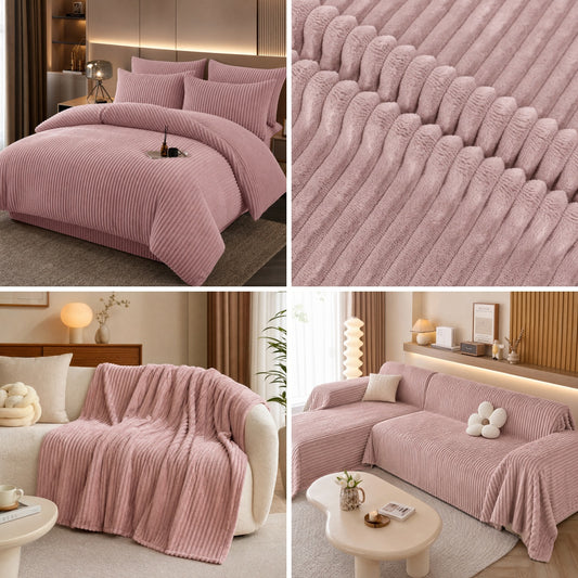 Heavyweight Great for Thick Cozy Bedcovers and Mats Channel Ribbed Flannel Fabric - Image 1