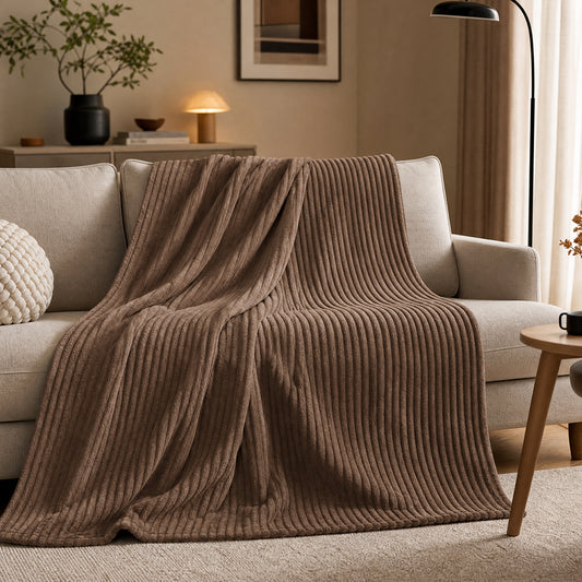 Wide-Track Rib Solid Color Various GSM for Bedroom Bedspread Coral Flannel Fabric - Image 1
