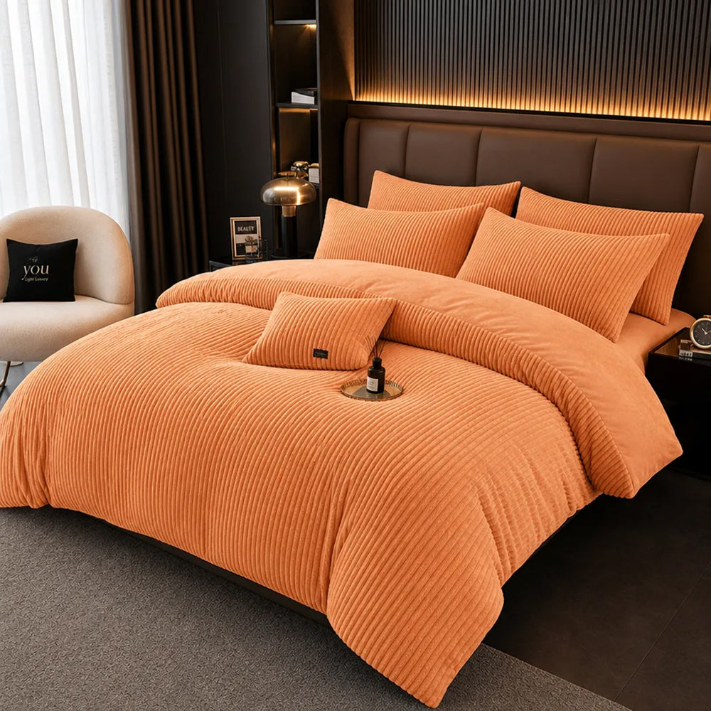 Wide-Track Rib Solid Color Various GSM for Bedroom Bedspread Coral Flannel Fabric - Image 2