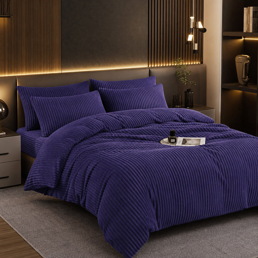 Uniform Thickness Soft Throw for Living Room Sofa Sculpted Ribbed Milk Flannel Fabric - Image 4