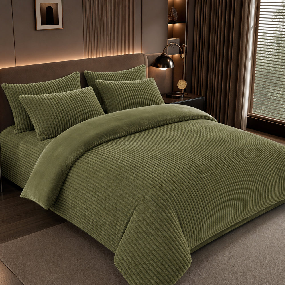 Structured Channel Solid Color Premium Velvet for Bedding Set Winter Flannel Fabric - Image 1