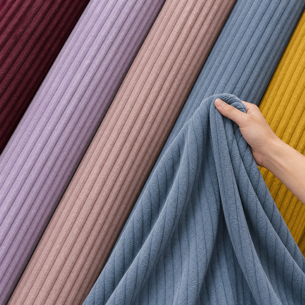 Structured Channel Solid Color Premium Velvet for Bedding Set Winter Flannel Fabric - Image 2