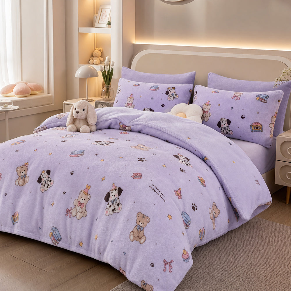 High-Definition Rotary Cartoon Customizable Roll for AC Quilt Printed Coral Velvet Fabric - Image 4