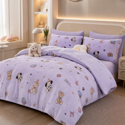 High-Definition Rotary Cartoon Customizable Roll for AC Quilt Printed Coral Velvet Fabric - Image 4