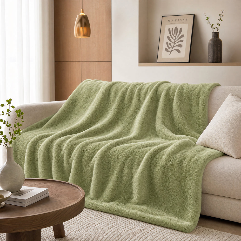 Solid Shades Customizable Weight for Bedroom Bedspread Thick Long-Pile Velvet Fabric - Image 1