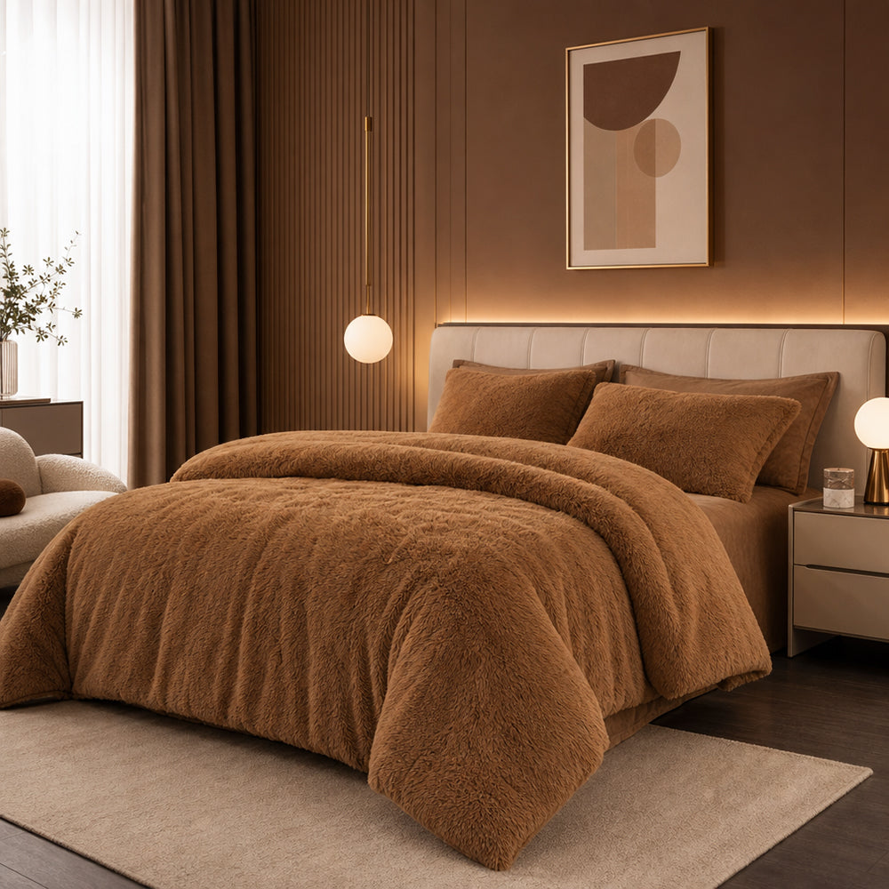 Solid Color Various GSM for Warm Four-Piece Bedding Set High-Pile Flannel Fabric - Image 1