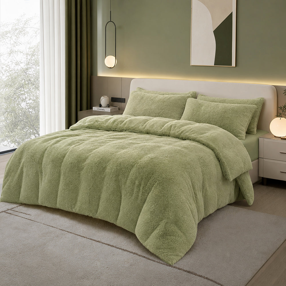 Solid Color Various GSM for Warm Four-Piece Bedding Set High-Pile Flannel Fabric - Image 3