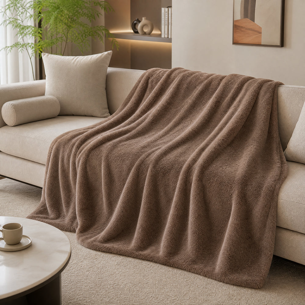 In-Stock Solid Color Varying Weights for Bedroom Bedspread Long-Pile Flannel Fabric - Image 3