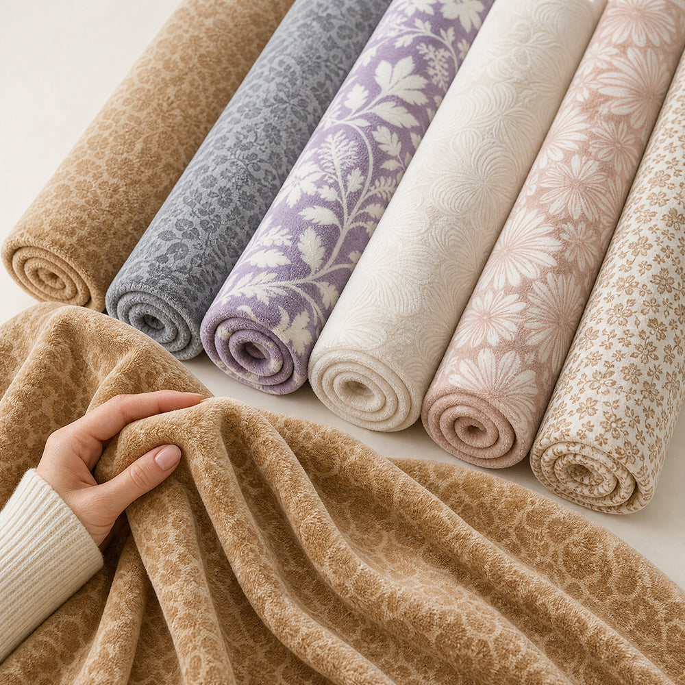 Printed Rabbit Fur Look Fleece Bedding Decorative Fluffy Smooth Fabric - Image 2