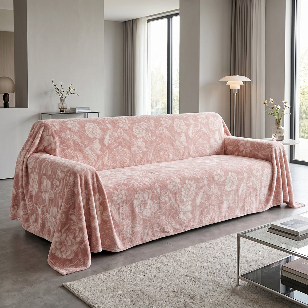 Wide Width Coral Fleece Blanket Sofa Throw Soft Thick Fabric - Image 2