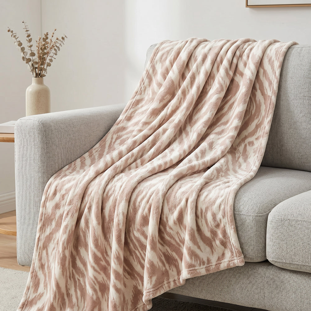 Printed Burnout Fleece Bedding Blanket Decorative Soft Fabric - Image 1