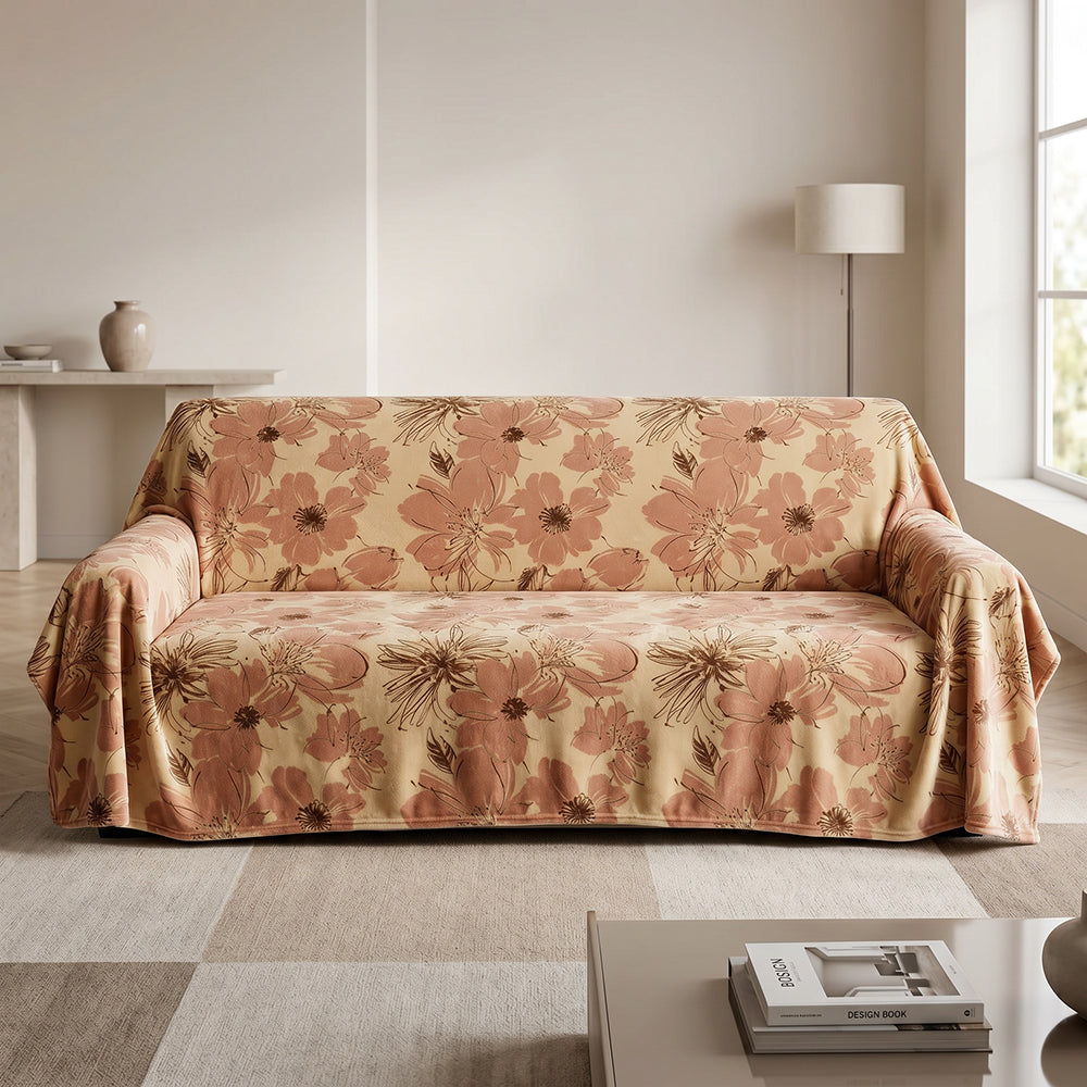 Embossed Coral Fleece Sofa Slipcover Cover Plush Elegant Fabric - Image 2