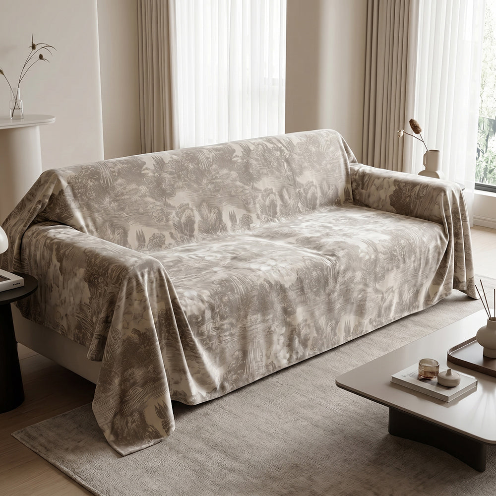 Coral Fleece Rabbit Fur Look Sofa Throw Fluffy Cozy Fabric - Image 1