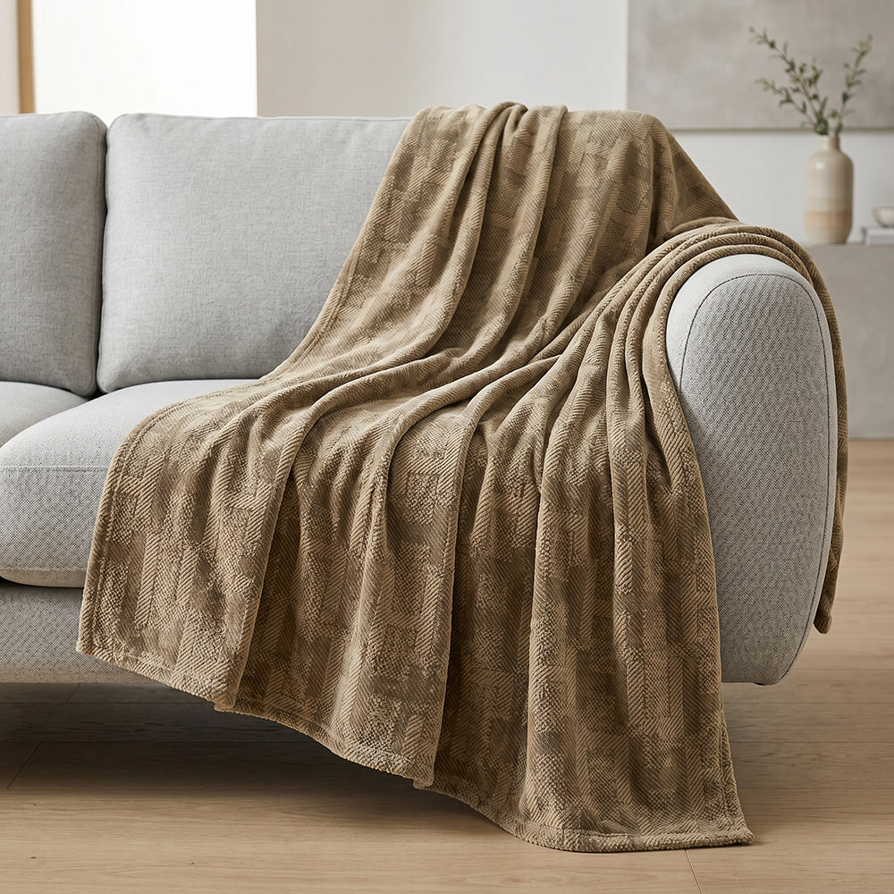 Coral Fleece Rabbit Fur Look Sofa Throw Fluffy Cozy Fabric - Image 3