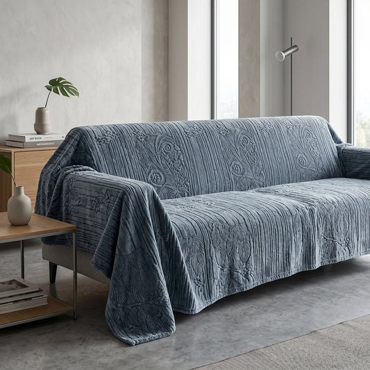 High Density Embossed Fleece Blanket Sofa Throw Thick Soft Fabric - Image 1