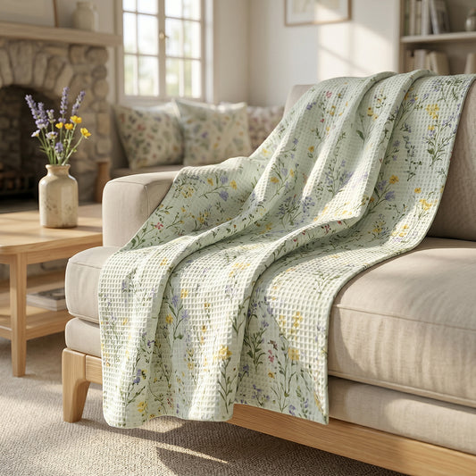 Natural Comfortable Moisture Absorbing Cotton Waffle Sheet Fabric - Image 2