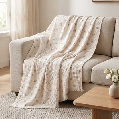 Fresh Breathable Fine Comfortable Cotton Waffle Bed Linen Fabric - Image 3