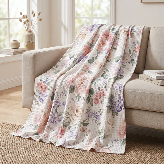 Soft Moisture Absorbing Natural Textured Cotton Waffle Blanket Fabric - Image 1