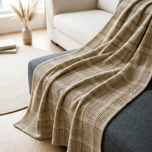 Lightweight Breathable Skin Friendly Cotton Waffle Throw Fabric - Image 2