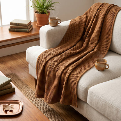Dense Soft Durable Easy Care Cotton Waffle Bedding Fabric - Image 4