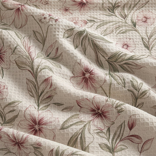Natural Cotton Touch 3D Textured Cotton Waffle Sheet Duvet Fabric - Image 1
