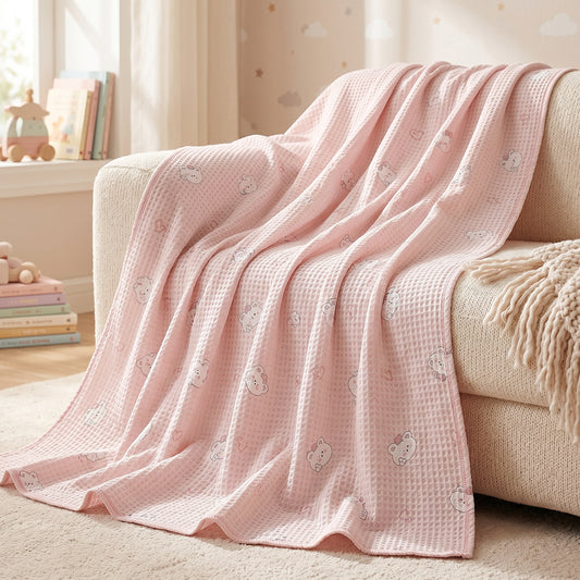 Natural Cotton Touch 3D Textured Cotton Waffle Sheet Duvet Fabric - Image 2