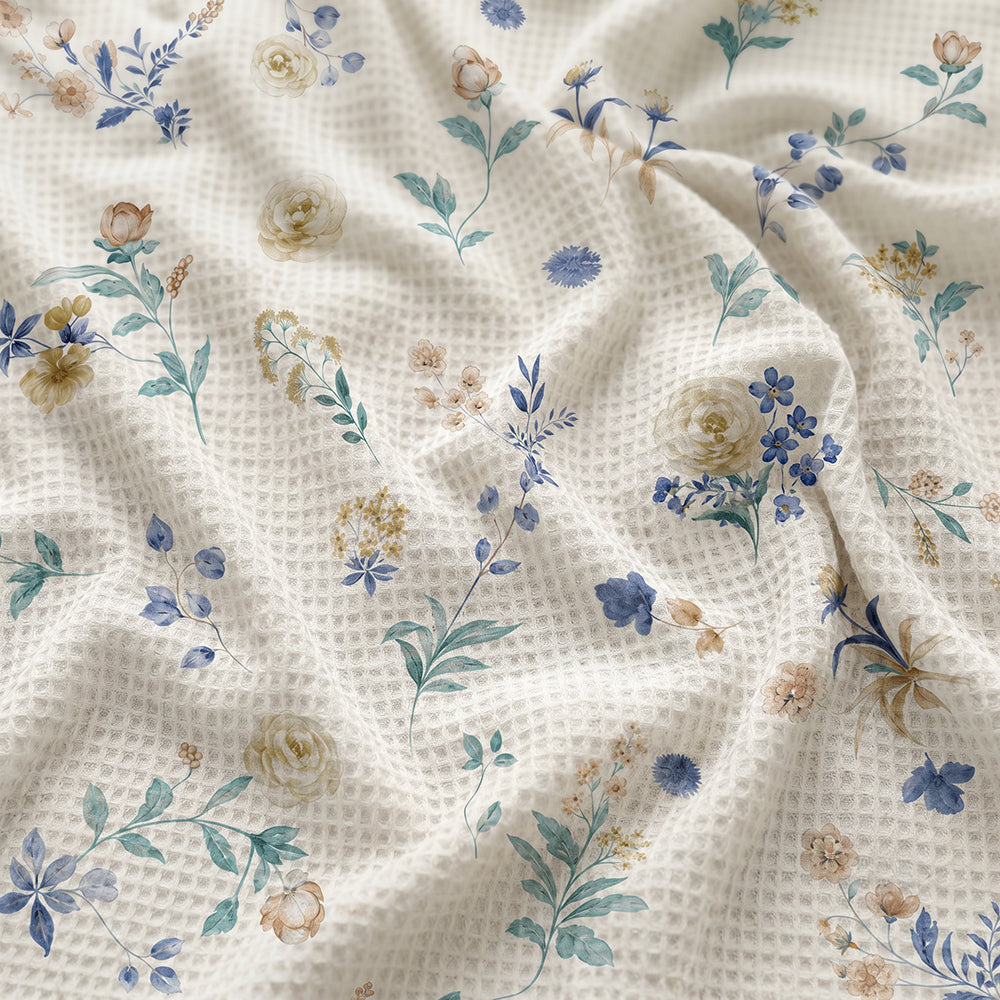 Natural Cotton Touch 3D Textured Cotton Waffle Sheet Duvet Fabric - Image 3
