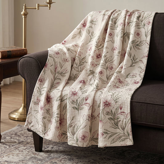 Soft Fluffy Warm Comfortable Cotton Waffle Lightweight Blanket Fabric - Image 1