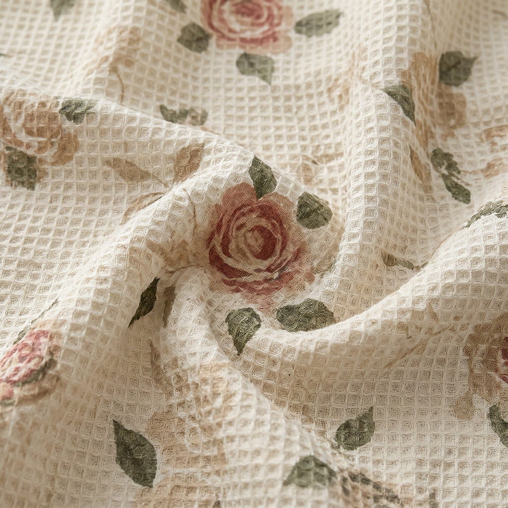 Custom Color Pattern Cotton Waffle Bedding Set Fabric - Image 1