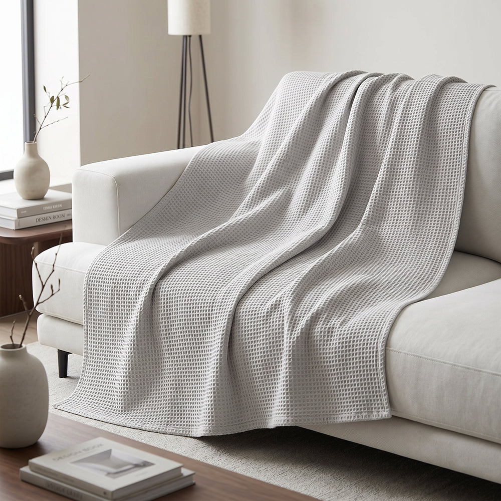 Luxury Natural Texture Soft Cotton Waffle Home Decor Fabric - Image 2