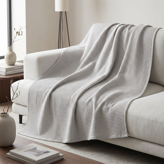 Luxury Natural Texture Soft Cotton Waffle Home Decor Fabric - Image 2