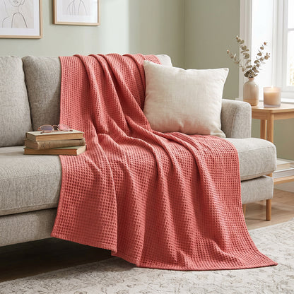 Skin Friendly Moisture Absorbing Breathable Cotton Waffle Throw Blanket Fabric - Image 4