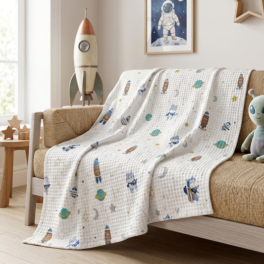 Soft 3D Raised Texture Cotton Waffle Bedding Fabric - Image 2