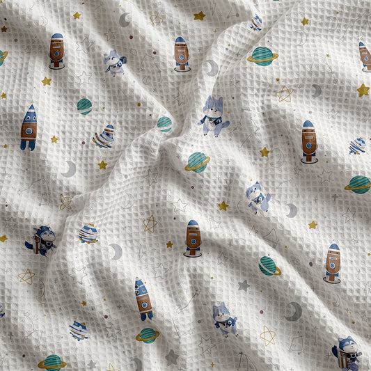 Dyed Printed Premium Cotton Waffle Blanket Fabric - Image 2
