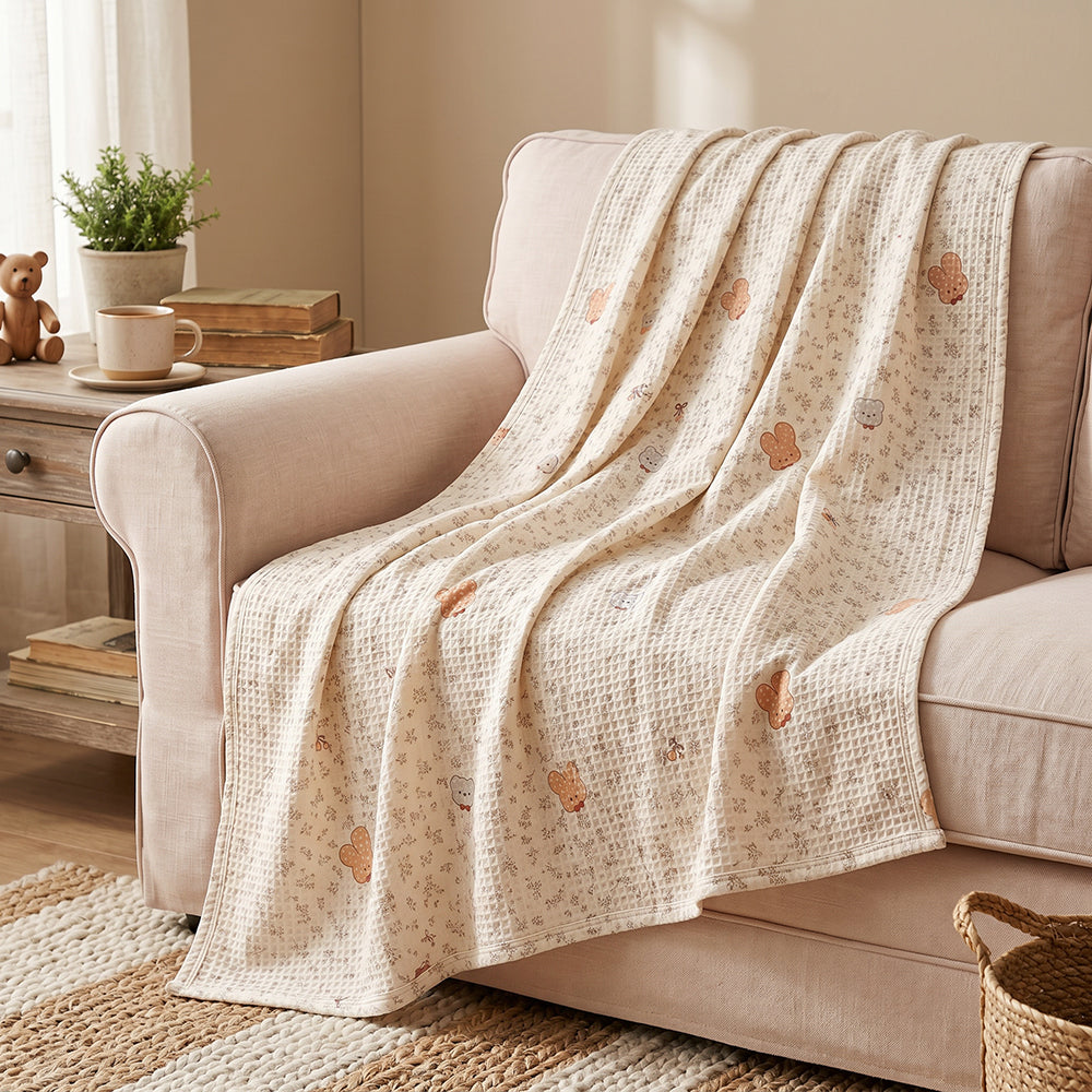 Dyed Printed Premium Cotton Waffle Blanket Fabric - Image 4