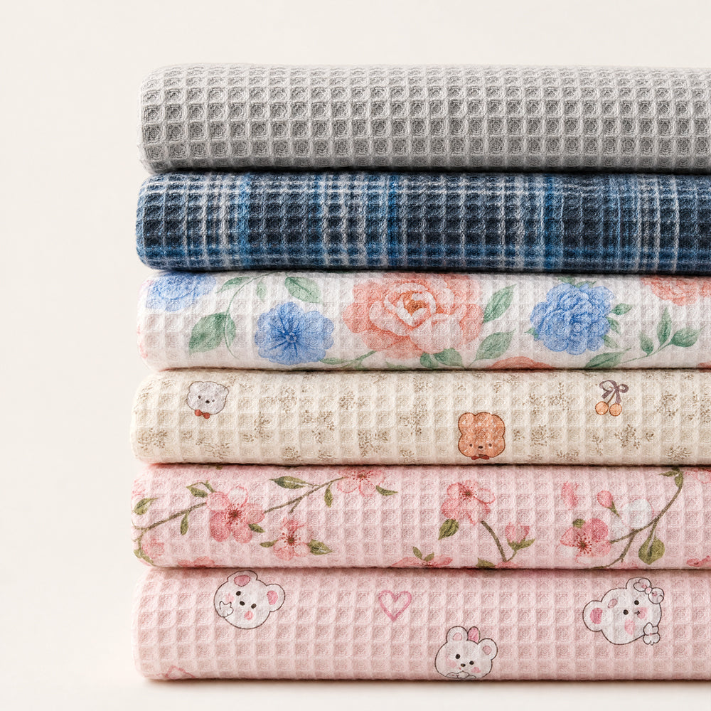 Premium Skin Friendly Soft 3D Texture Cotton Waffle Bedding Fabric - Image 4