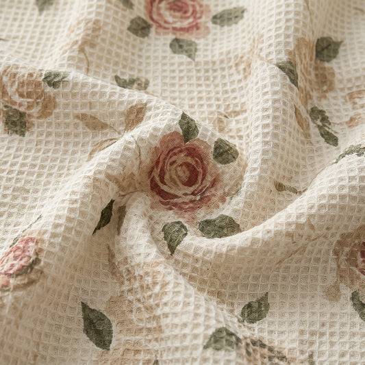 Lightweight Breathable Moisture Absorbing Cotton Waffle Bed Linen Fabric - Image 2