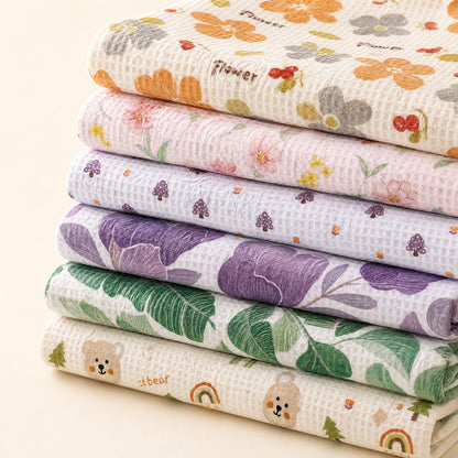 Comfortable Skin Friendly Natural Grid Cotton Waffle Throw Fabric - Image 1