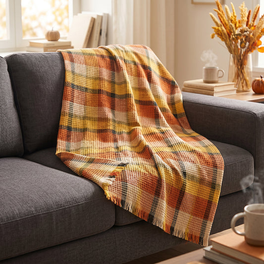 Soft Fluffy Moisture Absorbing Cotton Waffle Casual Blanket Fabric - Image 1