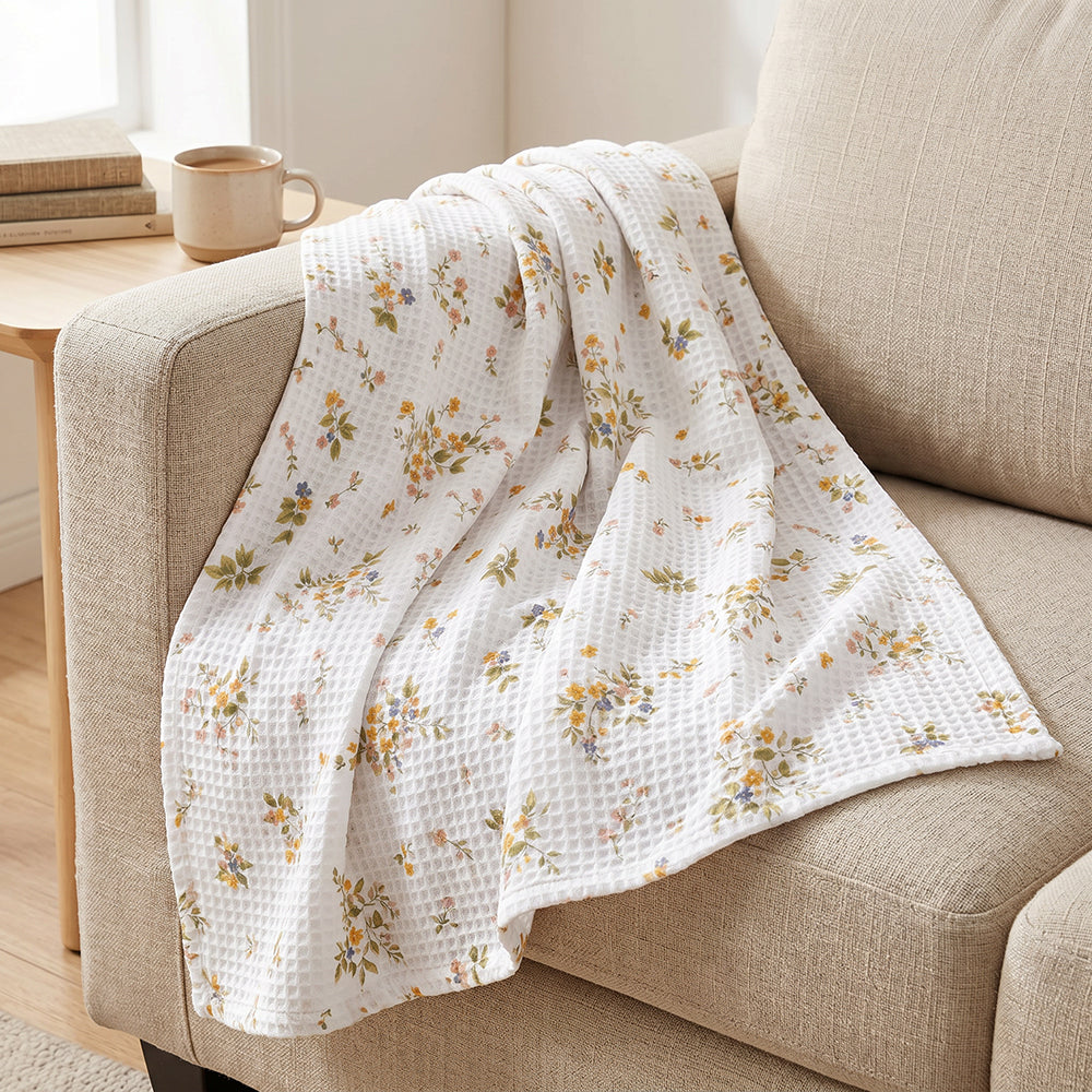 Custom Dyeable Printed Cotton Waffle Bedding Fabric - Image 2