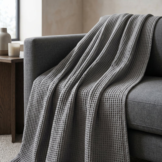 Luxury Natural Minimal Decorative Cotton Waffle Home Textile Fabric - Image 1