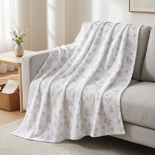 Lightweight Breathable Soft Comfortable Cotton Waffle Summer Throw Fabric - Image 2